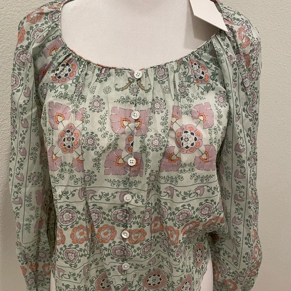 NWT Womens Joie Damarre Long Sleeve COTTON TOP IN GREEN size XXS​​​​​​​ - Picture 6 of 9